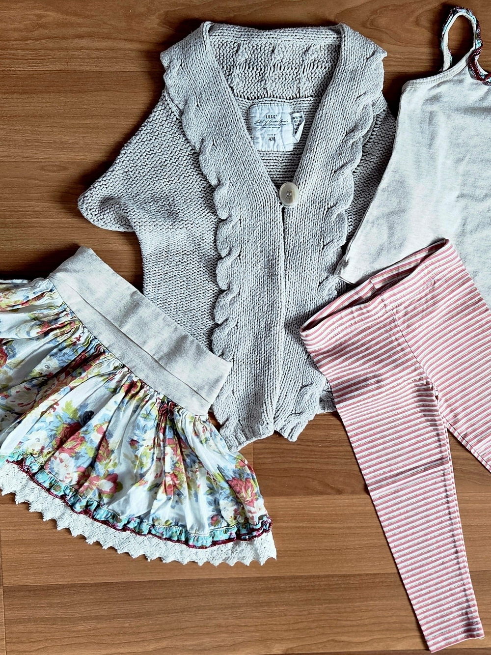 4-Piece, 2T Girls Outfit: Free Planet, H&M, Carter's; Sweater, Tank, Skirt, Pant